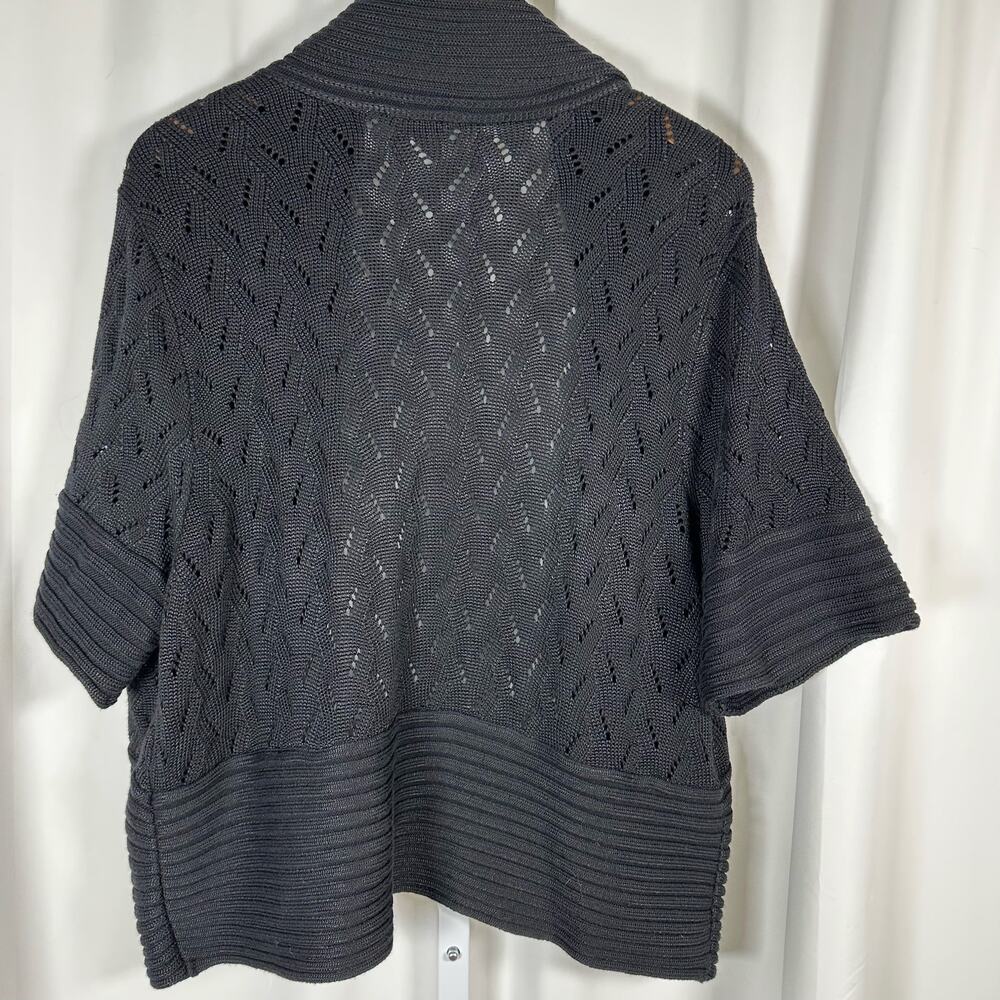 Nygard Collection Black Shawl Collar Knit Pattern Open Front Cardigan 1X Elegant - Picture 5 of 8